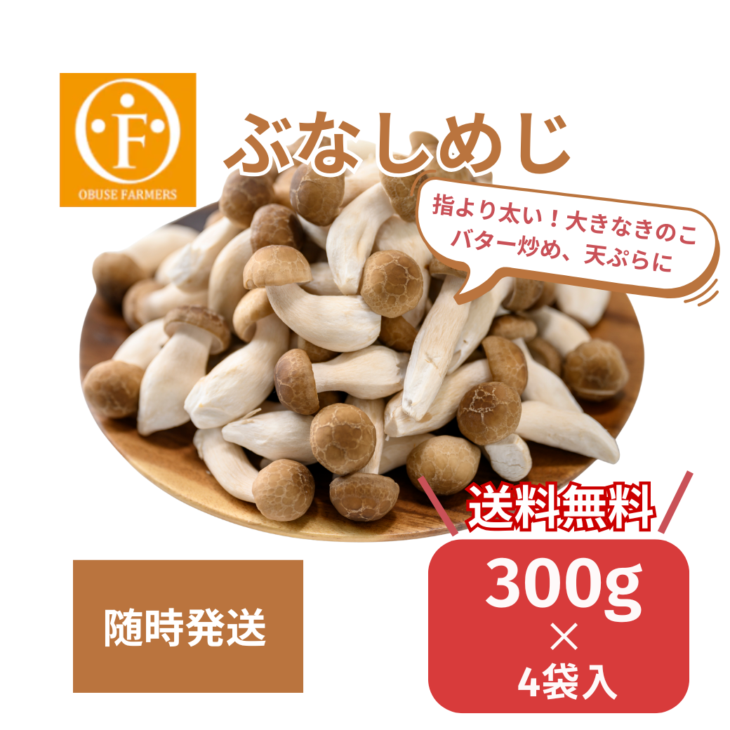 小布施産　カット済み　ぶなしめじ300g 4袋【送料無料】